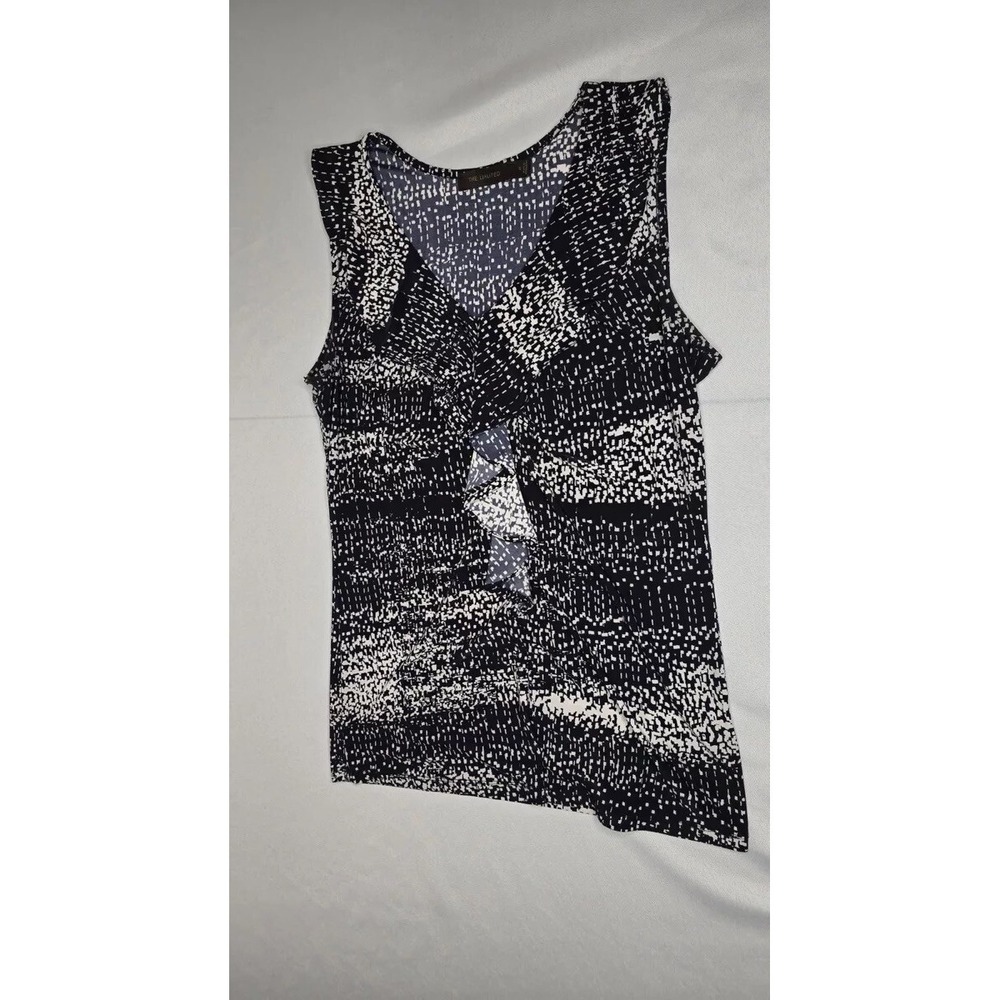 Black And White Womens Tank Top Ruffled Design Size Small The Limited